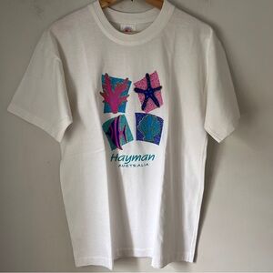 Vintage T Shirt Hayman Australia Single Stitch Puffy Paint Glitter Womens Small